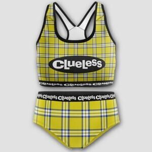 Clueless Bra and Underwear Set Yellow plaid ASO Cher big girls NWT Sz 12